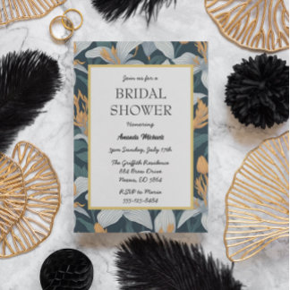 Convite Chá de panela Floral dos lírios Retro-Cons