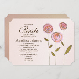 Convite Chá de panela Floral Dourado Elegante Moderno