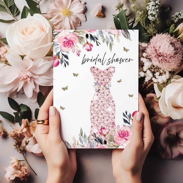 Convite Chá de panela Floral Dourado Glândula Rosa Rosa Ro (Criador carregado)