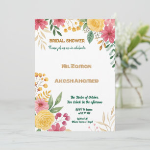 Convite Chá de panela Floral Dual Name Elegante