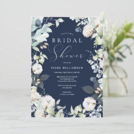 Convite Chá de panela Floral Dusty Blue e Marinho