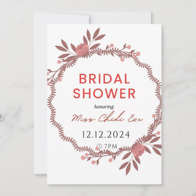 Convite Chá de panela Floral Elegante (Frente)