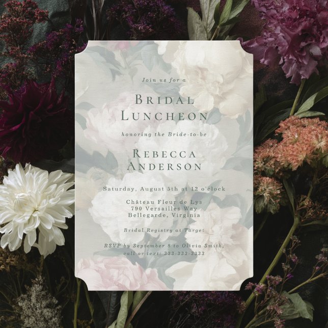 Convite Chá de panela Floral Elegante Barroco (Criador carregado)