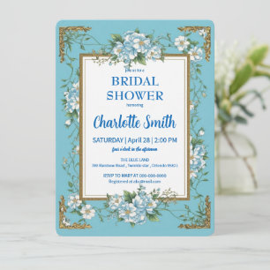Convite Chá de panela Floral Elegante Blue Chinoiserie