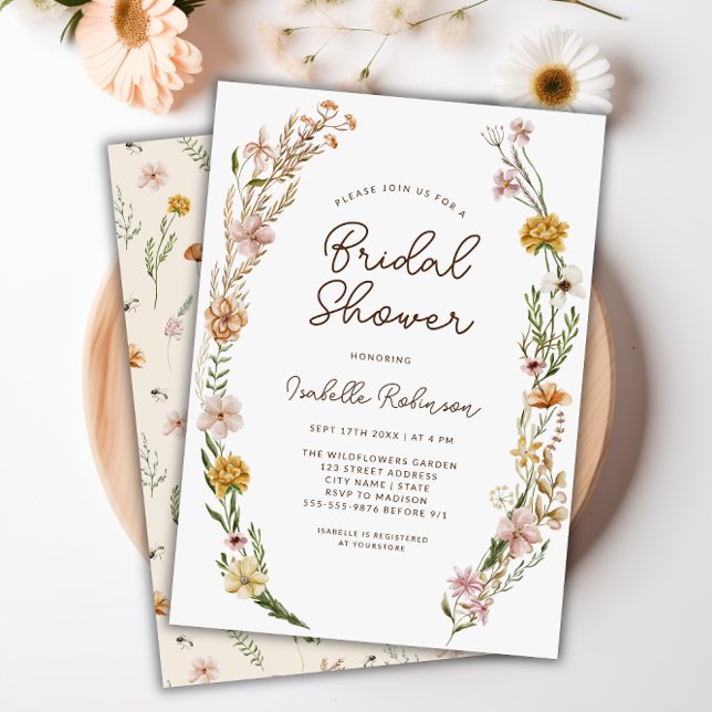 Convite Chá de panela Floral Elegante Boho (Elegant Boho Floral Bridal Shower Invitation)