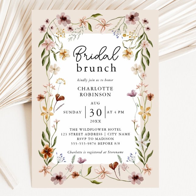 Convite Chá de panela Floral Elegante Boho (Elegant Boho Floral Bridal Shower Invitation)