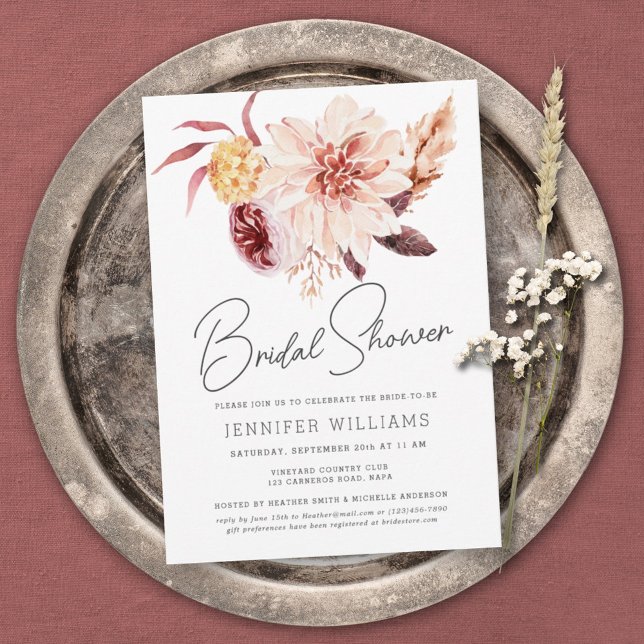 Convite Chá de panela Floral Elegante Boho Chic (Criador carregado)