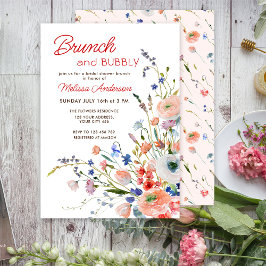 Convite Chá de panela Floral Elegante Brunch e Bubble