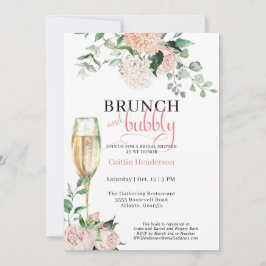 Convite Chá de panela Floral Elegante Brunch e Bubble