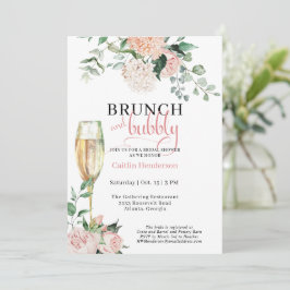 Convite Chá de panela Floral Elegante Brunch e Bubble