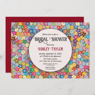 Convite Chá de panela Floral Elegante Burgundy Boho Summer