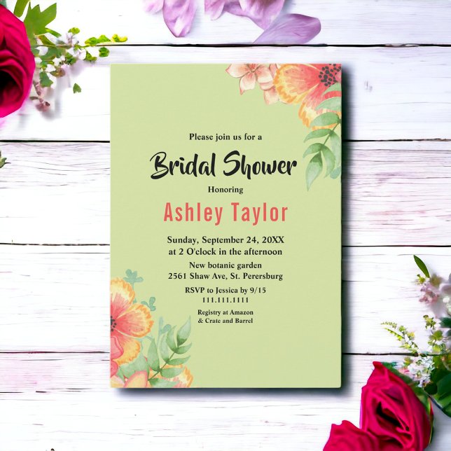 Convite Chá de panela Floral Elegante Da Flor Botânica (Criador carregado)