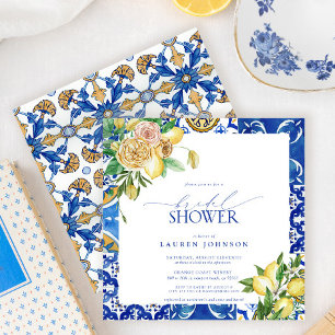 Convite Chá de panela Floral Elegante Mediterrânica Lemo