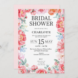 Convite Chá de panela Floral Elegante Pink Peony