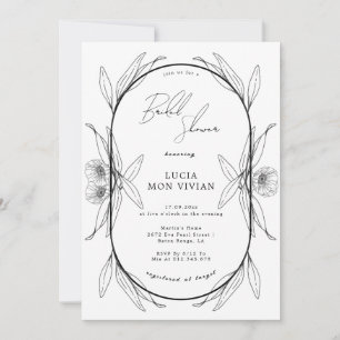 Convite Chá de panela Floral Elegante Preto e Branco