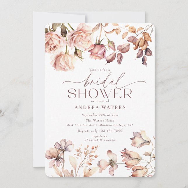 Convite Chá de panela Floral Elegante Vintage (Frente)
