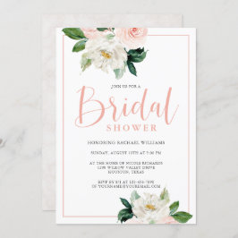 Convite Chá de panela Floral Feminina Branca e Rosa