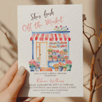 Convite Chá de panela Floral Fora do Mercado de Água Fresc