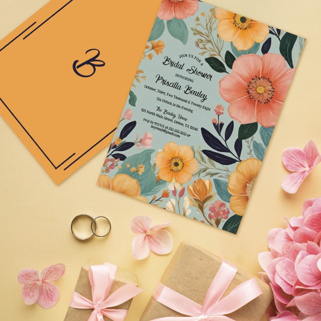 Convite Chá de panela Floral Hippie Boho Watercolor (Criador carregado)