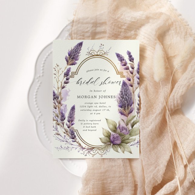 Convite Chá de panela Floral Lavanda de Aquarela (Criador carregado)