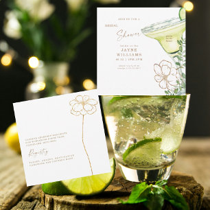 Convite Chá de panela Floral Margarita Dourado moderno