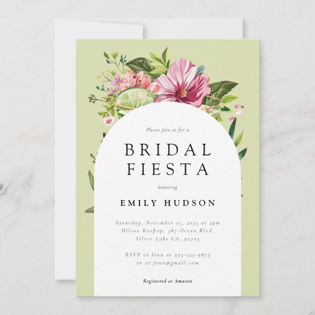 Convite Chá de panela Floral Margarita Fiesta (Frente)