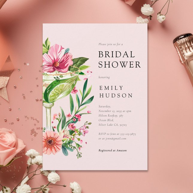 Convite Chá de panela Floral Margarita Fiesta (Criador carregado)