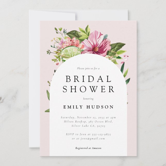 Convite Chá de panela Floral Margarita Fiesta (Frente)