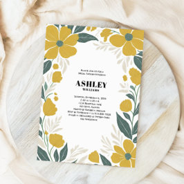 Convite Chá de panela Floral Moderno Amarelo