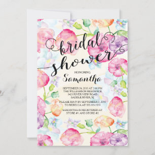 Convite Chá de panela Floral Moderno de Aquarela