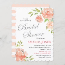 Chá de panela Floral Moderno de Peach Peony Elegan