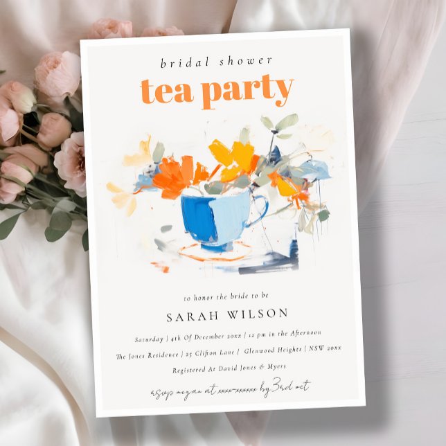 Convite Chá de panela Floral Moderno de Tea Cup (Criador carregado)