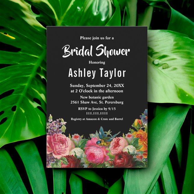 Convite Chá de panela Floral Negro Russo do Jardim Botânic (Criador carregado)