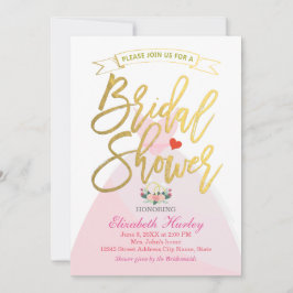 Convite Chá de panela Floral Noiva de Vestido Anel