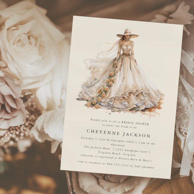 Convite Chá de panela Floral Ocidental Russo Moderno (Criador carregado)