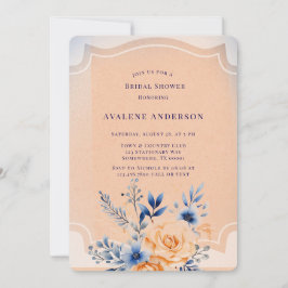 Convite Chá de panela Floral Pintado com Pêssego do marinh