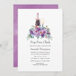 Convite Chá de panela Floral Pop Fizz Roxo