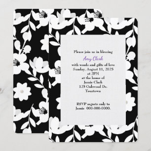 Convite chá de panela floral preto e branco do teste