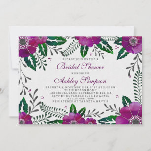 Convite Chá de panela Floral Purple Por Aquarela