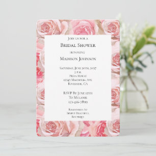 Convite Chá de panela Floral Romântico de Rosas Rosa