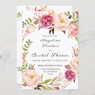 Convite Chá de panela Floral Rosa Blindagem Blush 2