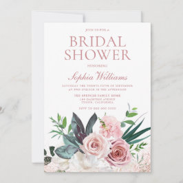 Convite Chá de panela Floral Rosa cor-de-rosa e poeirento