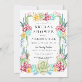 Convite Chá de panela Floral Rosa de Cactus Suculta Russo