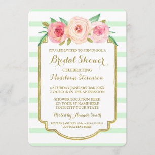 Convite Chá de panela Floral Rosa Dourado com Faixa de me