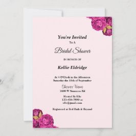 Convite Chá de panela Floral Rosa E Dourado