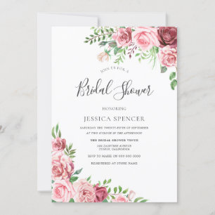 Convite Chá de panela Floral Rosa Elegante
