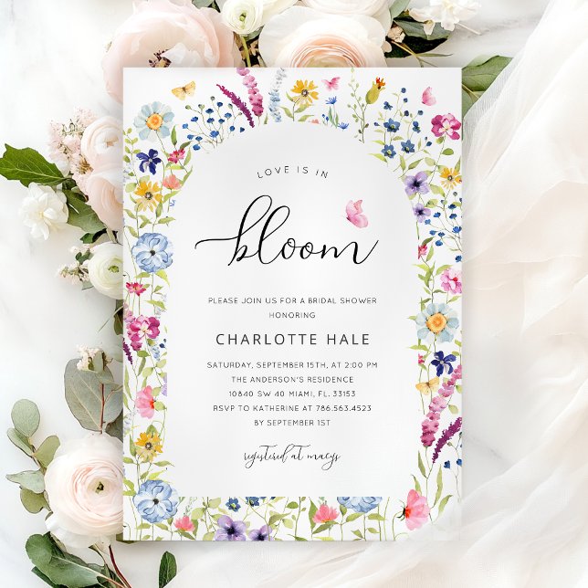 Convite Chá de panela Floral Rosa Elegante (Criador carregado)