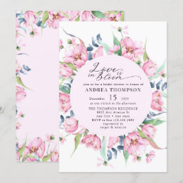 Convite Chá de panela Floral Rosa Primavera de Aquarela