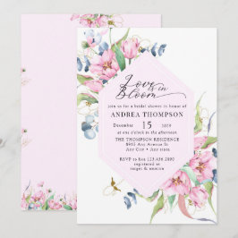 Convite Chá de panela Floral Rosa Primavera de Aquarela