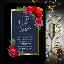 Convite Chá de panela Floral rosa vermelha